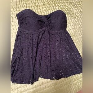 Tankini Black Mesh Crochet Netting Strapless Bathing Suit Top/Swimsuit Tankini